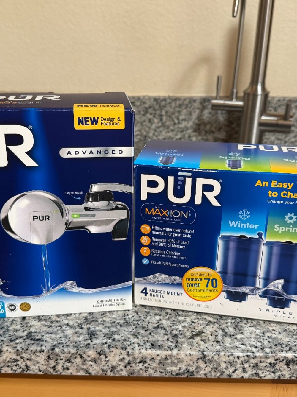 PUR Advanced Faucet Water Filter + 4 Replacement Filters | New in Box